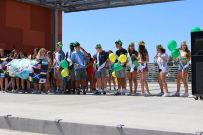 All of the Homecoming Court lines up in the quad during lunch on Thursday to announce to everyone who was on the Court.
