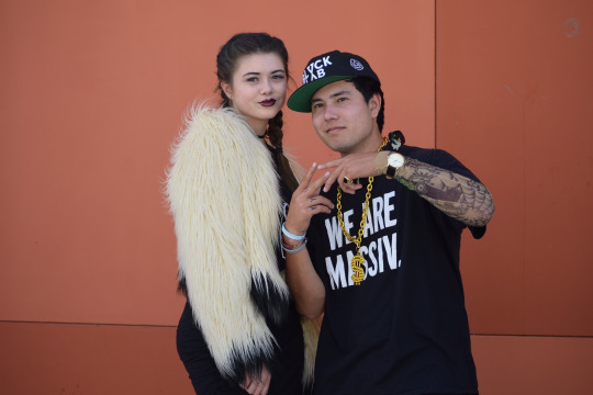 Kalea Frank and Adam Enomoto are dressed as Kylie Jenner and Tyga for the first day of homecoming court.