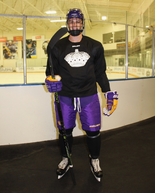 Senior Cade street is dressed and prepared for his upcoming practice with the Junior Kings.