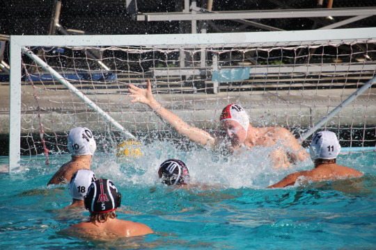 Junior, Paul Matt, attempts to block a goal by the Palos Verdes Sea Kings late in the fourth quarter. 