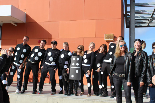 Several of the Math and Science Costa teachers dressed up as dominos for their halloween costume.