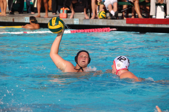 Garrett Weatherly gets ready to pass to an open teammate in Wednesdays game against Redondo Union High School. Boys Water Polo had a good season earning them a spot in CIF. 