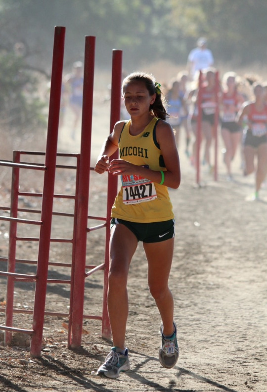 Mira Costa Freshmen Cara Chittenden runs during a Cross Country meet at Damion Court, however, Chittenden’s favorite meet this year was the Meet at Mt. Sac, which took place on October 22, 2016.