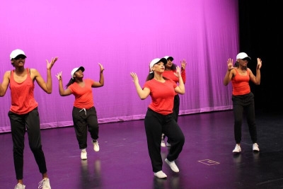 Sophomore Samara Lang leads the dance to the song Yahh! which she also choreographed. 