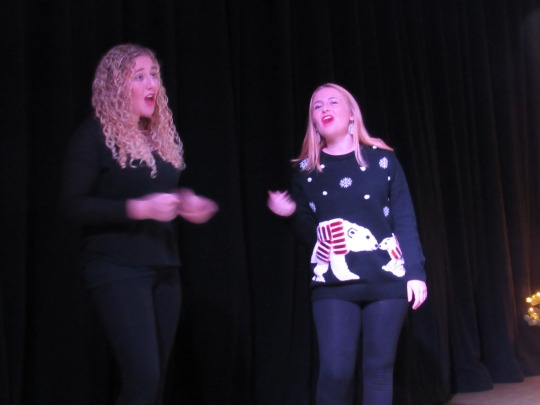 Mira Costa Senior Julia LeVee sings holiday songs during a duet to raise money for the Drama program.