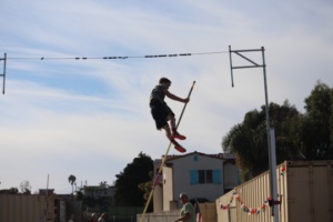 Jake Nicosia begins his ascent toward the crossbar at practice earlier this week.
