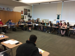 Ms. Park’s Advanced Placement Art History class participates in its second ‘ethics day’ this year. The class was arranged in a circular formation and spoke about the ethical issues involving the restoration and conservation of art.