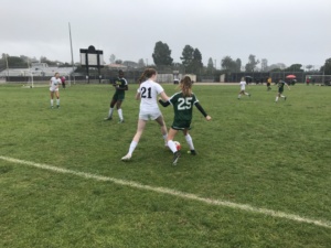 Mira Costa girls Frosh-Soph soccer team lost to Palos Verdes 5-2 in an away game on Friday. It rained nonstop, which caused the girls’ on both teams to have trouble handling the ball and getting decent shots on goal.