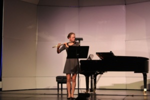Freshman Pnina Tofler plays the flute. She performed the song Sonata in G by George Frideric Handel.