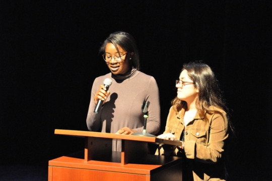 Mira Costa Junior Mareda Michael recites a speech about her time at Costa as an African American woman. Michael was a Project Leader and a Presenter for the Our Beauty Project at Mira Costa on Saturday, March 11th.