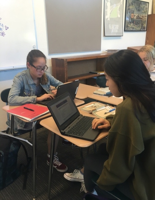 Mira Costa Junior Katherine Elias reads a poem written by author T.S. Eliot in preparation for a project in her English class. Elias has learned about Modernism and modernistic literature in the early 20th century.