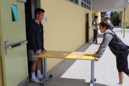 Seniors Tommy Doan and Whitney Davis put away the ballot tables on Thursday during 5th period ASB. Wednesday was ASB election day, which determined who is president, vice president, etc. for the next school year. 