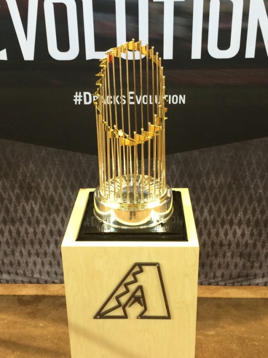 This is the World Series trophy that the Diamondbacks won back in 2001 against the New York Yankees. They won the title in only the 3rd year of the teams existence. I saw this at Diamondbacks fan fest.