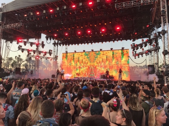The band Grouplove performs on the Coachella stage on Sunday April 23rd at the Coachella music festival. The band played an hour set and featured one of their brand new songs.