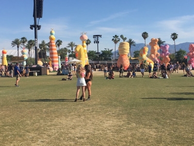 The ciaozza garden towers over Coachella goers as they walk through the Coachella grounds this past weekend. People loved the vibrant and interesting colors.