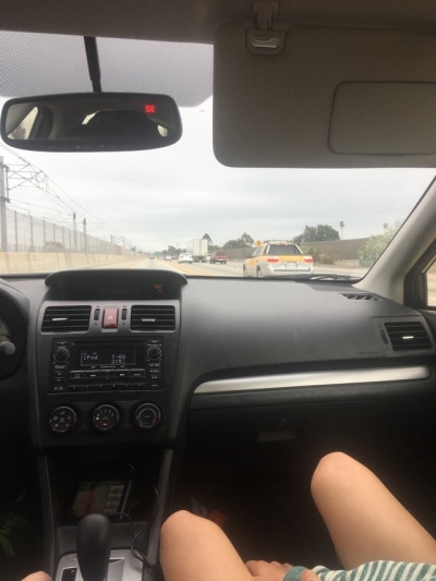 We are on our way to the Foam Run which is a 5k takes place in Pomona, CA. It took about an hour and a half to get there because of the traffic.