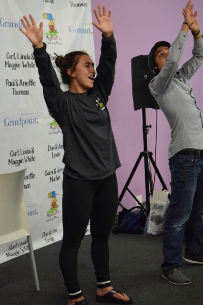 Mira Costa student Hailey Stazkow leads her group in a dance alongside one of her peers. Stazkow and other students practiced with a group of young adults for their upcoming performance which will take place this upcoming weekend.