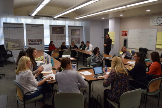 The Committee splits into breakout groups to try and better define their goals and purpose. One group discussed the pressing statistics of the Challenge Success Survey,  the other discussed the emotional tole of school.  