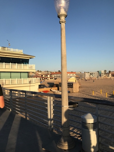The posts are 15 feet high about and a few inches in diameter. The classic lamp posts from the film stretched from the begging of the pier till the end lighting up the night. 